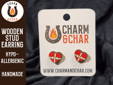 Box of Chocolates Wood Stud Earrings - Food Fashion Earring - Stud Earring - Charm and Char
